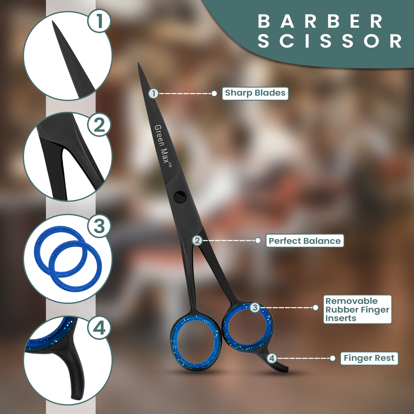 Hair Cutting Scissors , Razor Edge Professional Barber Shears 6.5"