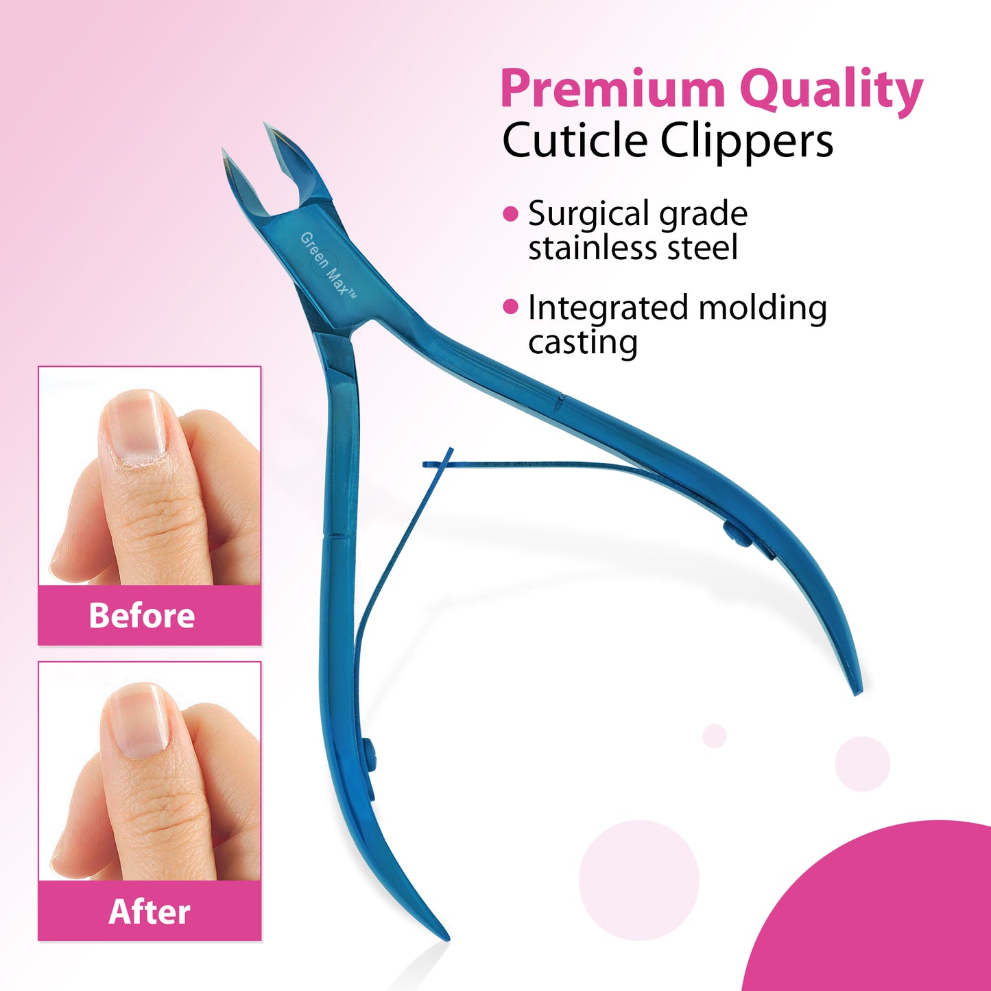 Cuticle Nipper, Pointed Blade, Cuticle Trimmer, Manicure | Pedicure Tool.(BLUE) 4"
